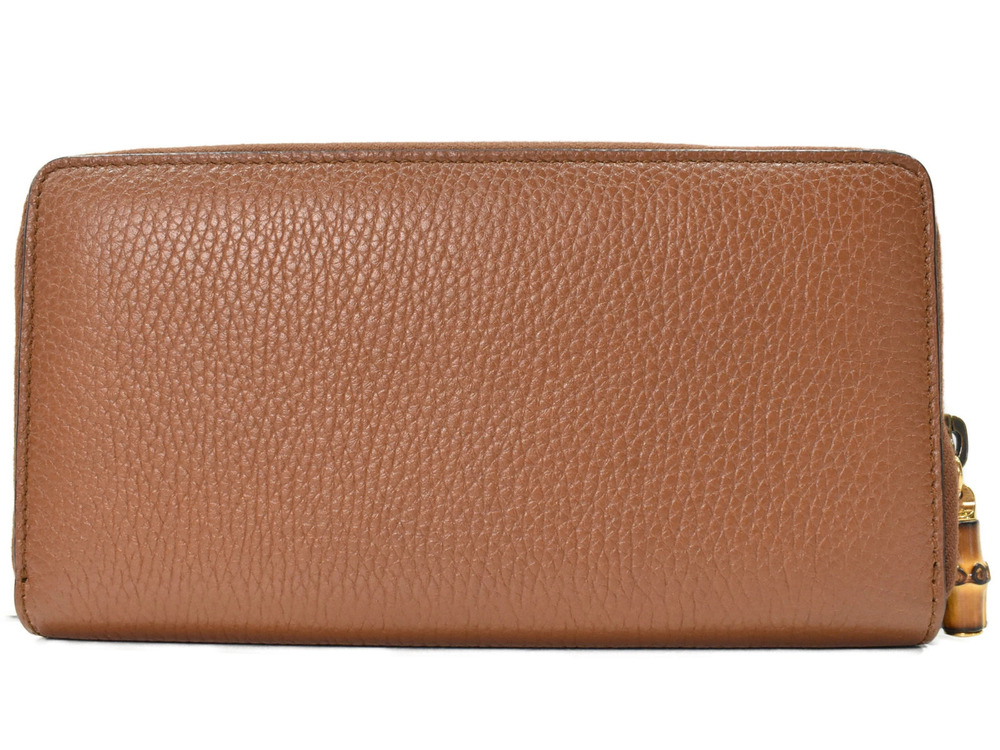 Gucci Brown Wallet Bamboo Around Long 2way Zip Brown